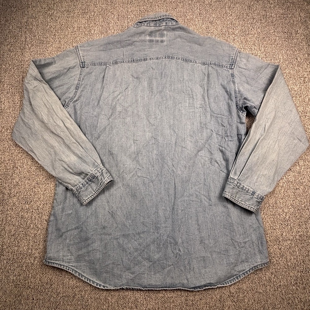 Columbia Denim Button Up Shirt Mens Large 100% Cotton Blue Workwear - Picture 6 of 6